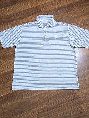 Onward Reserve Performance White Striped Polo Golf Shirt